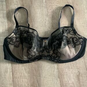 Natori Black Lace Unlined Bra Size 40 DDD
